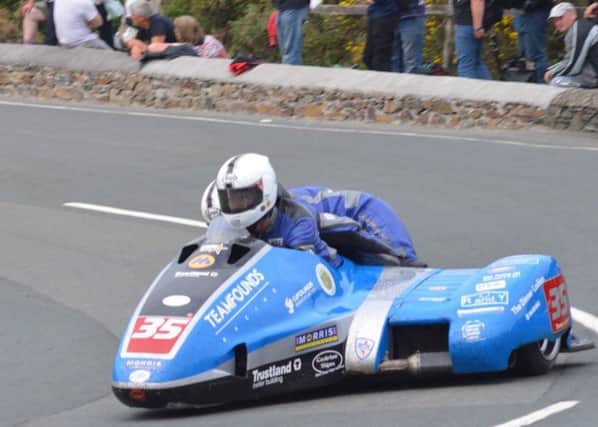 Jev Walsmley and Pete Founds in action at the TT EMN-160718-164829002