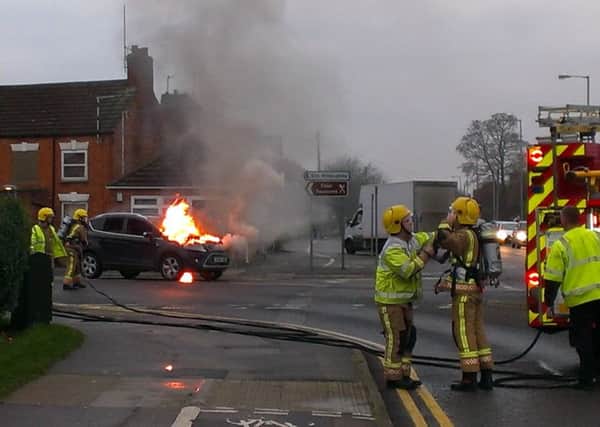 Sleaford full time firefighters in action in town. EMN-160721-131639001