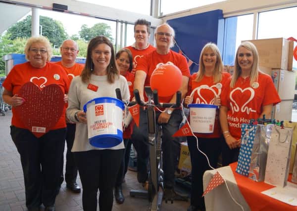 Fundraising for the british Heart Foundation at Market Rasen's Tesco Store EMN-160722-125633001