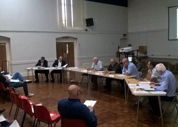 Horncastle Town Councils planning committee discuss the Langton Hill proposals at Mondays meeting held at Stanhope Hall. EMN-160208-100249001