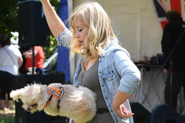 149th Heckington Show. Lucy Heath and 4 Paws Display Team. Lucy Heath with Trip Hazard. EMN-160108-122446001