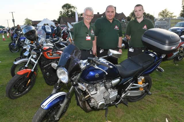 Wolds Bikers' charity event at Billinghay. L-R Ian Carroll, Lee Knowles and Martin Jess of LIVES. EMN-160729-152830001