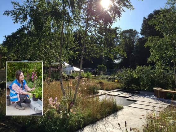 Caitlin McLaughlin (inset) and her award-winning garden.