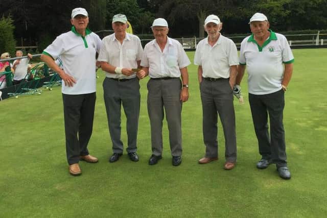Pictured, from left, are Woodhall Spa club chairman Bernie Buck, Brian Kilby, Albert Shepherd, Alan Irvine and Frank Manley, the competition organiser.