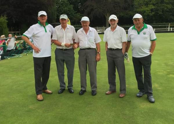Pictured, from left, are Woodhall Spa club chairman Bernie Buck, Brian Kilby, Albert Shepherd, Alan Irvine and Frank Manley, the competition organiser.