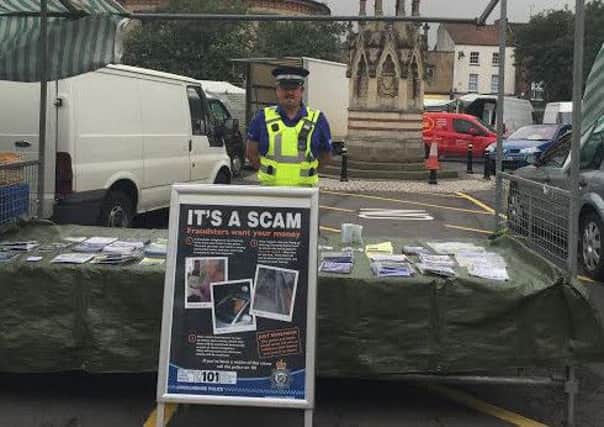 On your guard: PCSO Nigel Wass at the launch of the new community scheme in the towns Market Place.