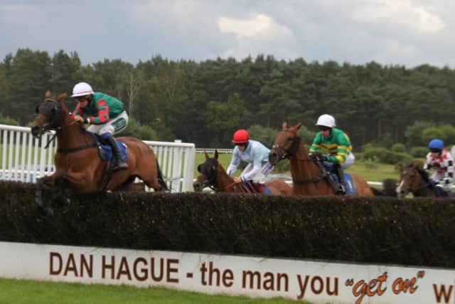 Front running Trillerin Minella (11/1) on his way to winning the fourth race under jockey Archie Bellamy EMN-160108-092818002