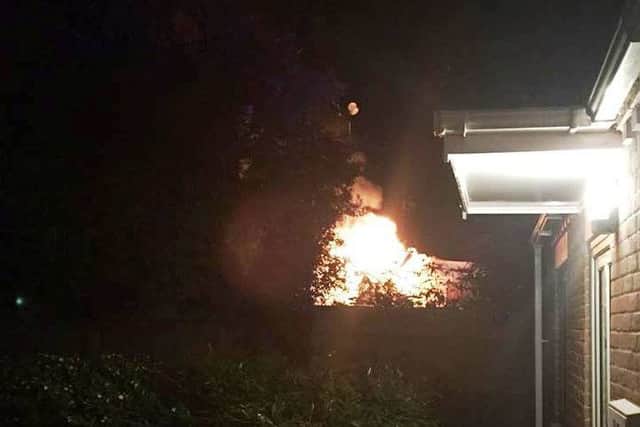 The derelict football ground was engulfed by flames in the early hours of this morning. Photo: Jay Pendlebury.
