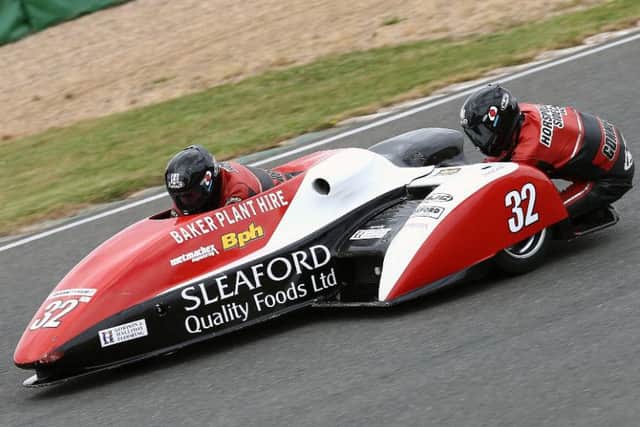 Gary Horspole and Jimmy Connell on track at Mallory Park before disaster struck. Photo: Wally Walters