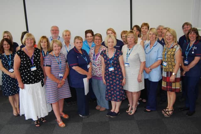 Some of the NHS staff who received their long service awards EMN-160308-103901001