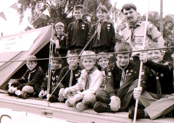 Sleaford Scouts on their carnival float in 1991. EMN-160308-153213001