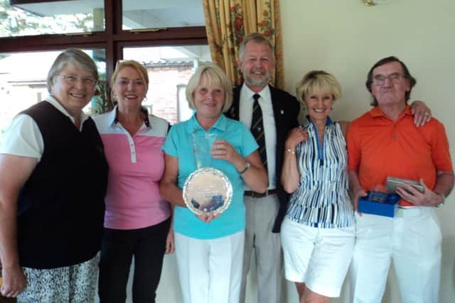 Presidents Day winners, from left, Ann Todd, Kim Robinson, Tilly Lawrence, club president Richard Holmes, Chris Bean and Eddie Dunn EMN-160508-115116002