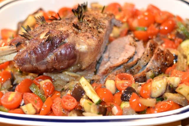 Roast lamb and ratatouille