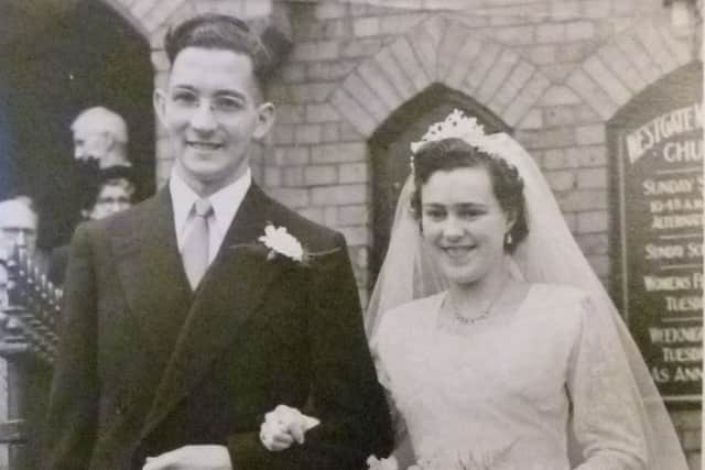 Louis and Robina King on their wedding day in 1956 EMN-161008-111246001