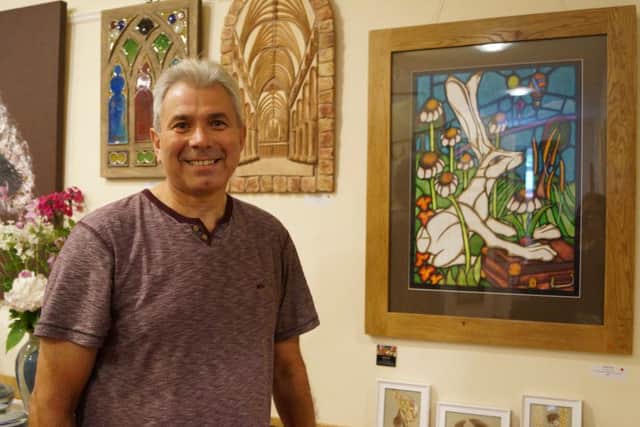 Richard Chuck is one of the returning artists to this years event with his stained glass style artworks. EMN-160821-164813001