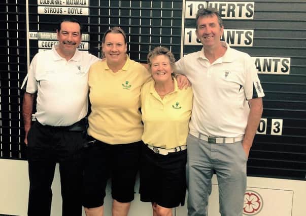 Pictured are, from left, Jim Lammin,  Tracey Stobart,  Julia Sales and Les Toyne. Photo: Leaderboard Photography.