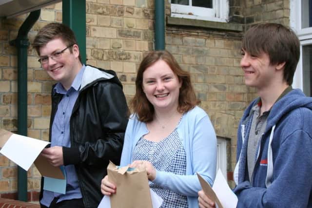 Students at Queen Elizabeths Grammar in  Alford celebrate their A-Level results. ANL-160818-121954001