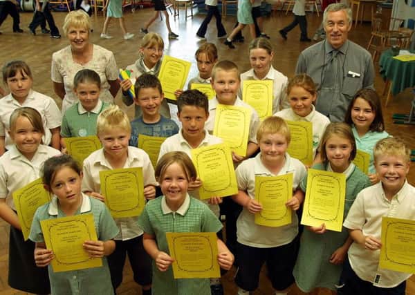 Skegness Seathorne School pupils received their end of term awards in July 2003 for hard work and effort as they prepared for the summer holidays.
Three pupils from each class were picked for the top gold awards, which signify outstanding achievement and effort as judged by their class teachers. The awards were presented by Coun Pat Phillips who was a school governor and is pictured with headmaster Iain Cameron and the gold award pupils. EMN-160824-114827001
