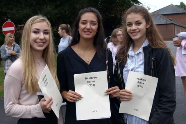 GCSE Results 2016 - King Edward VI Grammar School in Louth. Seraya Culshaw, Karina De Abreu and Anna Jenkins. EMN-160825-105439001