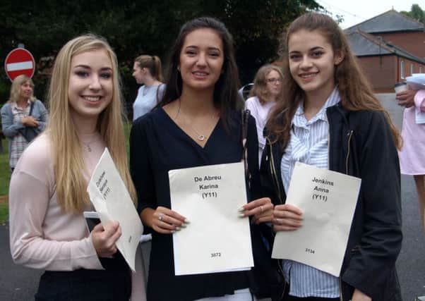 GCSE Results 2016 - King Edward VI Grammar School in Louth. Seraya Culshaw, Karina De Abreu and Anna Jenkins. EMN-160825-105439001