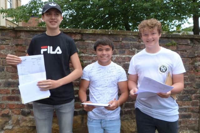 .Jacob Belcher, James Robey and James Barker who are all staying at Caistor Grammar to do Alevels.   (Lin) EMN-160825-140108001