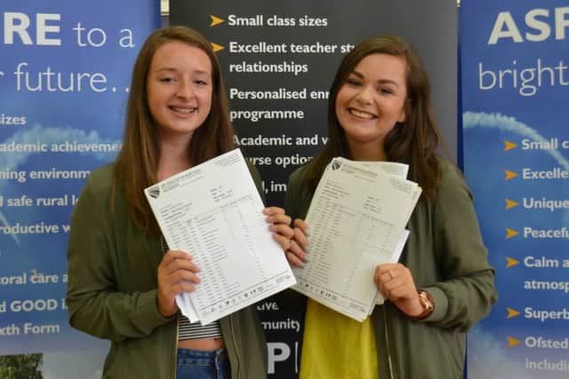 Millie Randall, from Wellingore, and Molly Burgess, from Navenby, with their GCSE results.