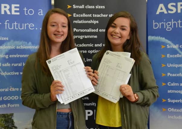 Millie Randall, from Wellingore, and Molly Burgess, from Navenby, with their GCSE results.
