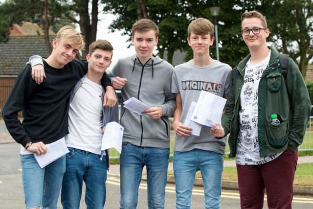 Somercotes Academy GCSE Results Day.
(l-r) Callum Kidd, Kieran may, Charlie Oliver, Daniel Hampton and Kaj Smith.