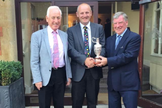 From left,sponsor Bryan Huxford, Pro-am winner Dan Greenwood and Eric Sharp EMN-160826-095805002