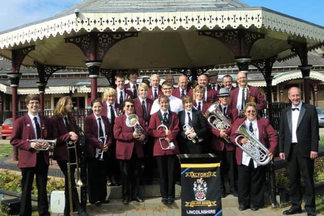 Alford Silver Band in Tower Gardens, Skegness. ANL-160829-131414001