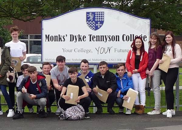 GCSE results day at Monks Dyke Tennyson College in Mablethorpe.