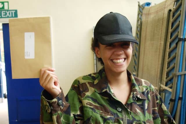 All smiles: Adele Tyson celebrating after receiving her impressive results last Thursday.