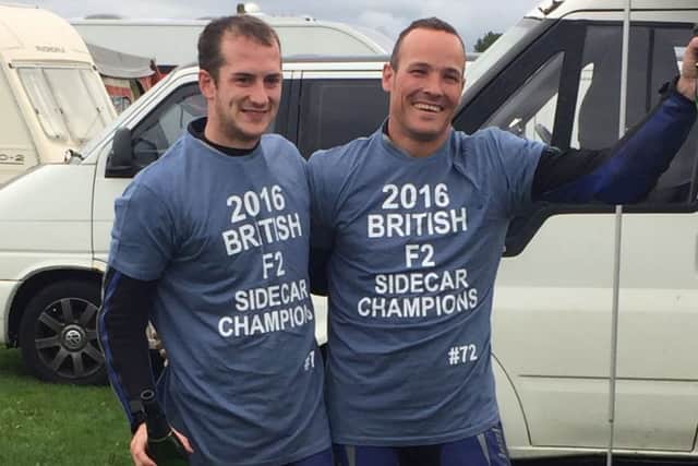 Jev Walmsley (left) and Pete Founds celebrate the title EMN-160609-092225002