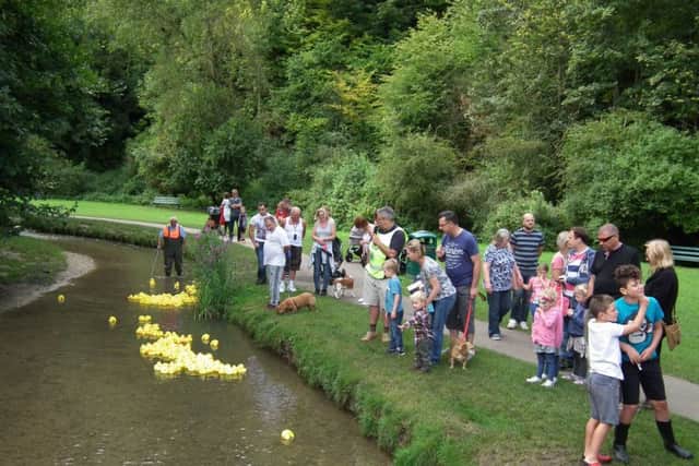 One of the duck races at Hubbard's Hills on Sunday (September 4).