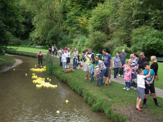One of the duck races at Hubbard's Hills on Sunday (September 4).
