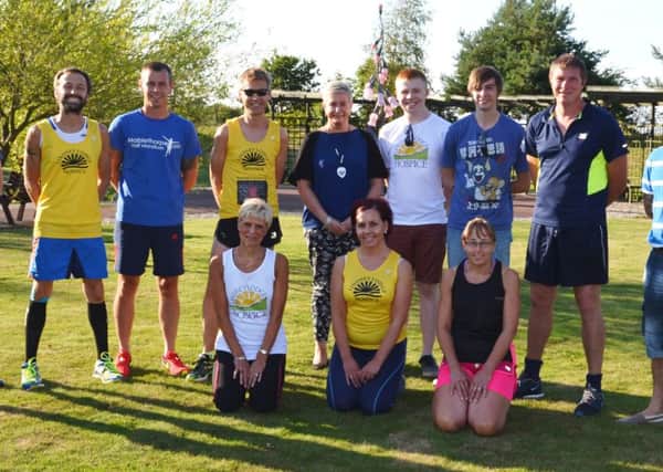 Great North Run athletes who will take on the half marathon in Newcastle in aid of Lindsey Lodge. Sharon Tune, form the hospice, is centre. EMN-160709-073726001