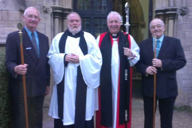 The new vicar of Skegness, the Rev Richard Holden |(second left) with the Bishop of Lincoln, the Rt Rev Christopher Lowson and church wardens Terry Allaway (left) and Stewart Whitehead. ANL-160919-122751001