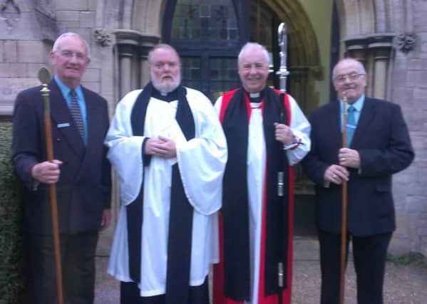 The new vicar of Skegness, the Rev Richard Holden |(second left) with the Bishop of Lincoln, the Rt Rev Christopher Lowson and church wardens Terry Allaway (left) and Stewart Whitehead. ANL-160919-122751001