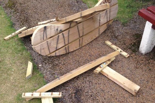 The damaged bench in Billoingborough. EMN-160809-174649001