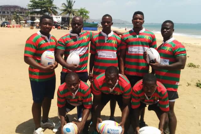 The Sierra Leone players pose proudly in their new kit EMN-160909-095644002