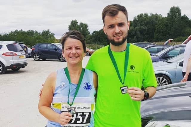 Selina Elson and her son Harlan Woodland at the Draycote Water 10k EMN-160909-125145002