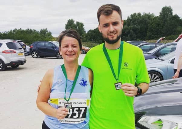 Selina Elson and her son Harlan Woodland  at the Draycote Water 10k EMN-160909-125145002