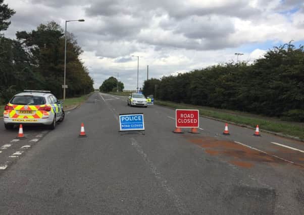 The A153 closed earlier today after two collisions. Photo by Lincolnshire Police EMN-160909-161538001