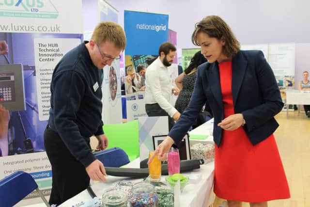 Victoria Atkins MP with Simon Thompson, quality manager at Luxus.