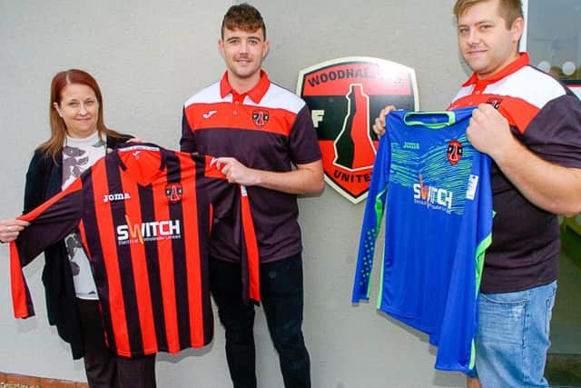 Woodhall Spa United's new strip on display.