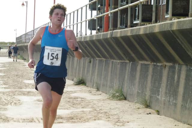 With victory assured, Nick Martin tries to beat the clock as he races for the finish EMN-161209-174002002