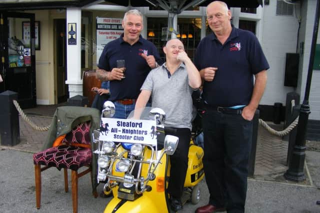 Sleaford All-Knighters all set for thisd weekend's scooter rally and ride out for charity. From left - Rob Castle, Nicky Reeves and Colin Sleight. EMN-160913-170840001