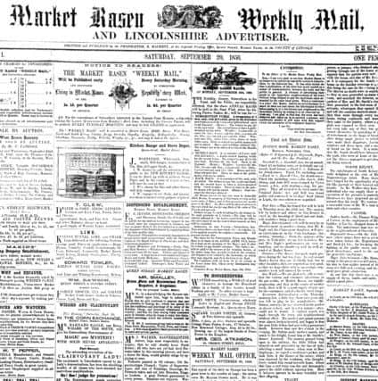 Market Rasen Mail first front page - September 20, 1856 EMN-160919-082855001