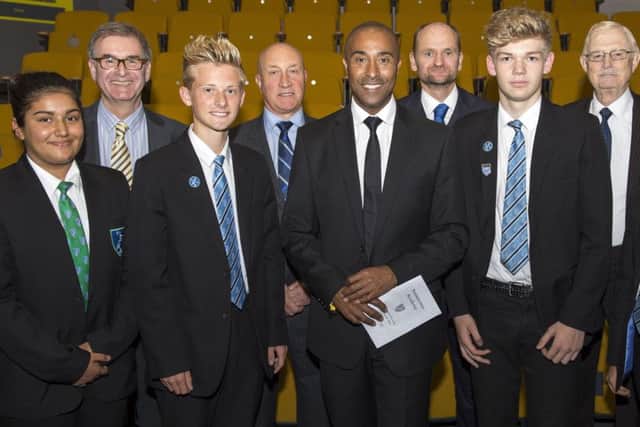 Awards Evening in Louth.
Colin is pictured with students (l-r) Manisha Bains (13) Year 8, Kieran Jenney (12) Year 9, Liam Kew (15) Year 11, Caitlin Stocks (14) Year 10.
Pictured (back l-r) are Phil Bond (Chair of Board of Directors) David Hampson (CEO), Martin Brown (Executive Principal) and Coun Rob Palmer.