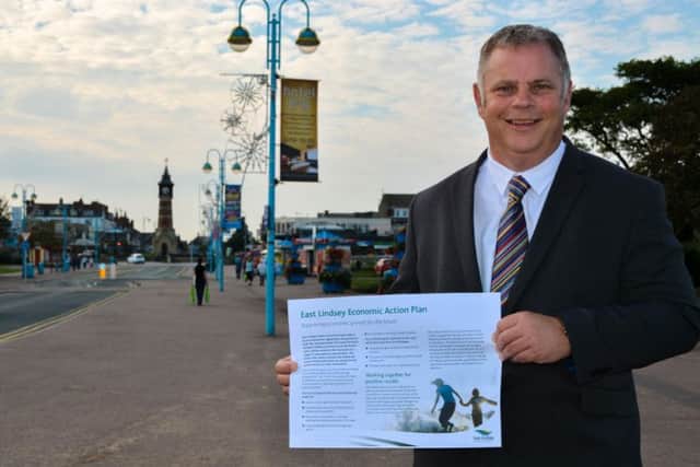 Councillor Steve Kirk, Portfolio Holder for Coastal Economy, is pictured on Tower Esplanade in Skegness for the launch of the Economic Action Plan.
